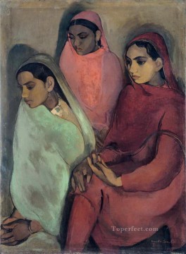 indio Painting - Amrita Sher Gil tres niñas 1935 India